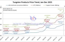 Tungsten Price Trend from January to December 12, 2025