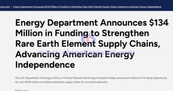 U.S. $134 Million Announcement to Strengthen Rare Earth Supply Chain