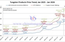 Tungsten Price Trend from January 2025 to January 2026